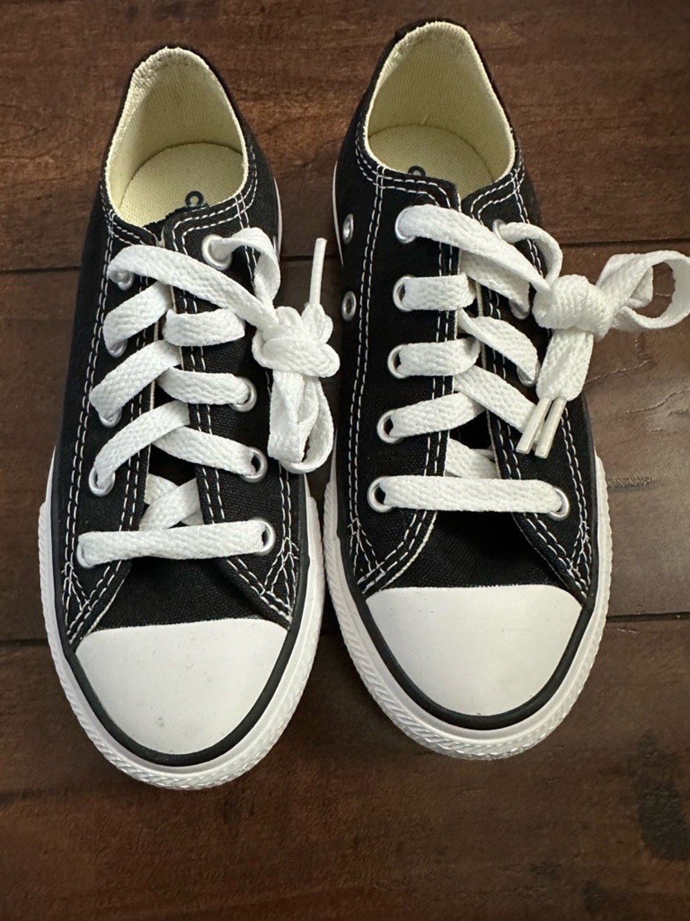 Kids Black Converse Chucks Lace-Up Sneakers with White Trim